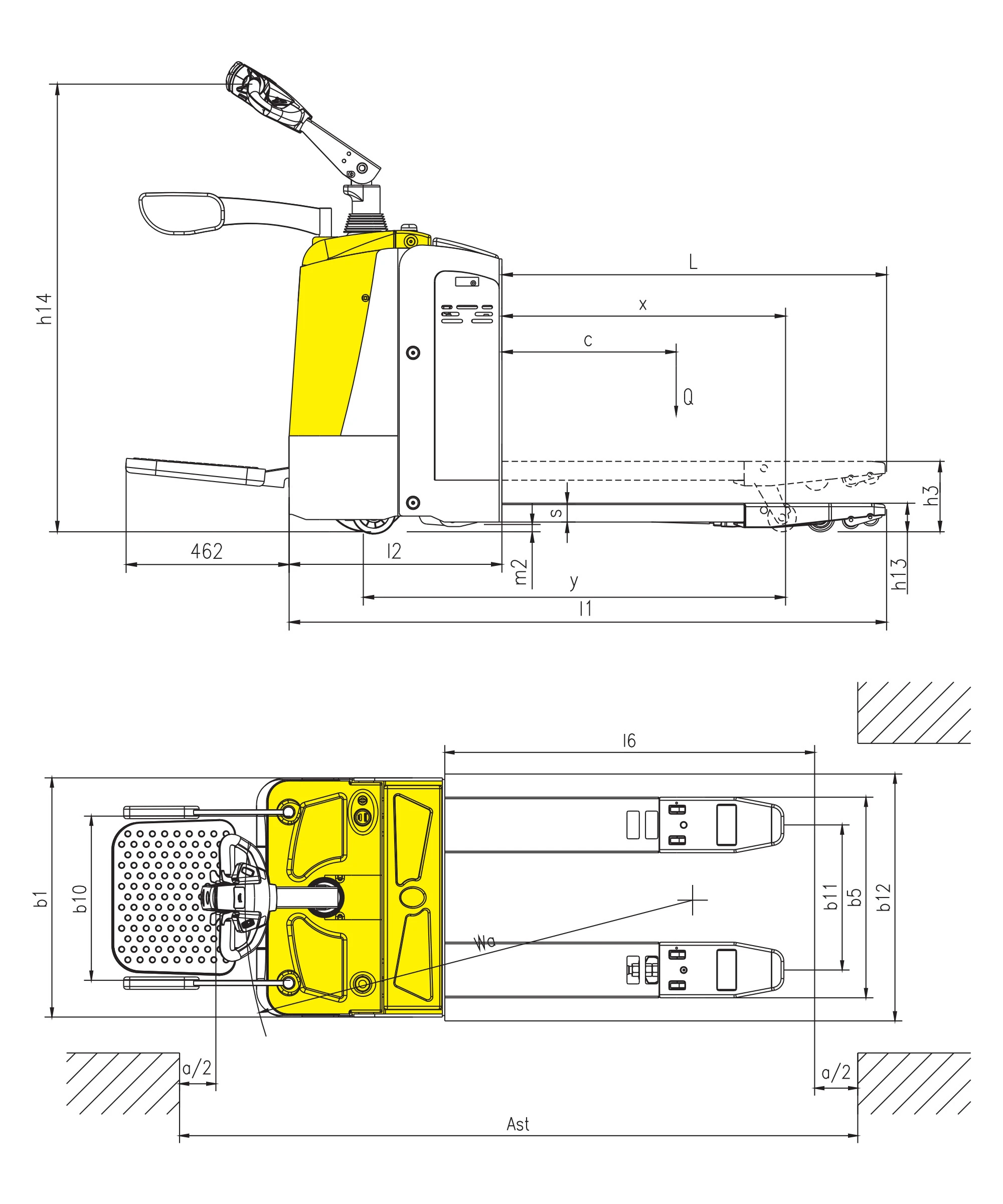 Elektrisk palleløfter EPV30SP 3000 kg med ståplatform