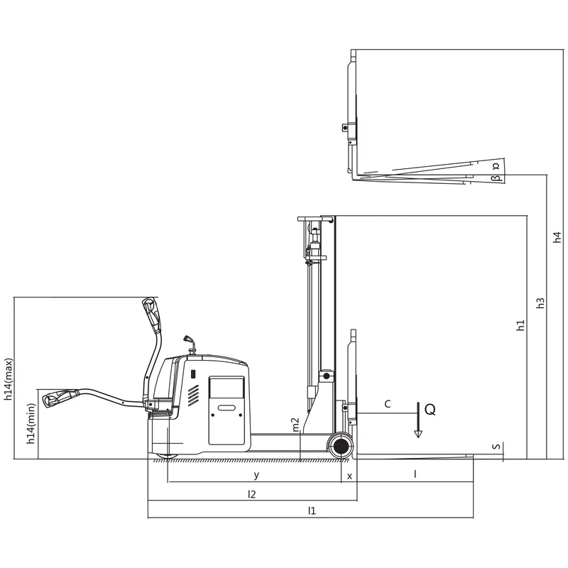 Elektrisk kontravægtsstabler EVVP15H/EVVP05H, 1500 kg – produktbillede 3