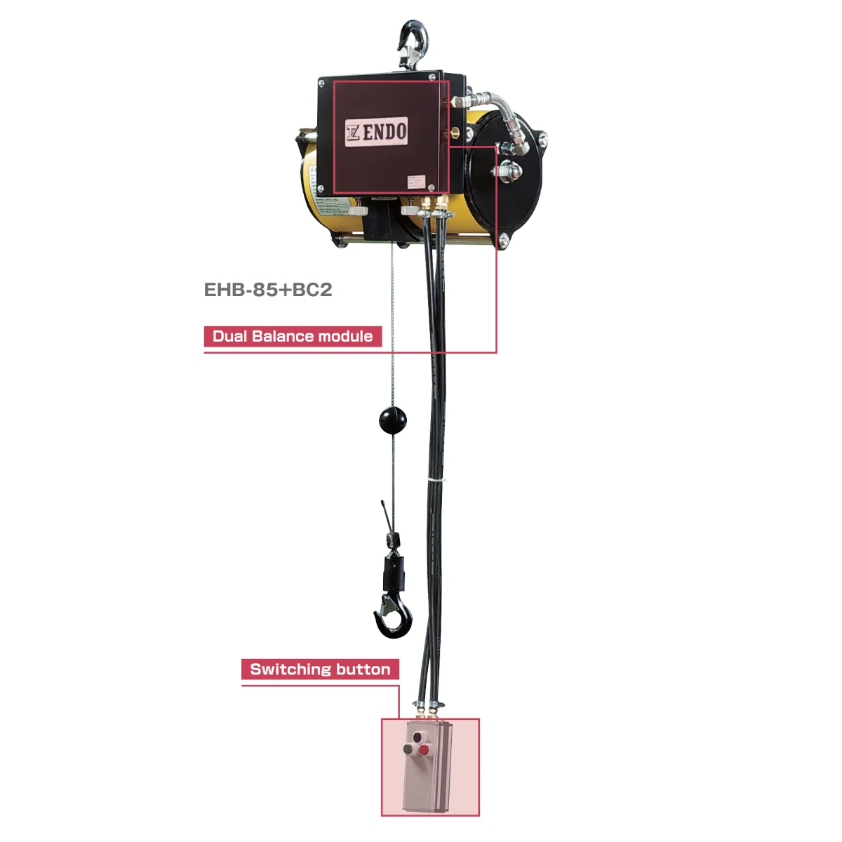 ENDO ATEX pneumatisk balancer EHB BC2 til laster op til 270 kg