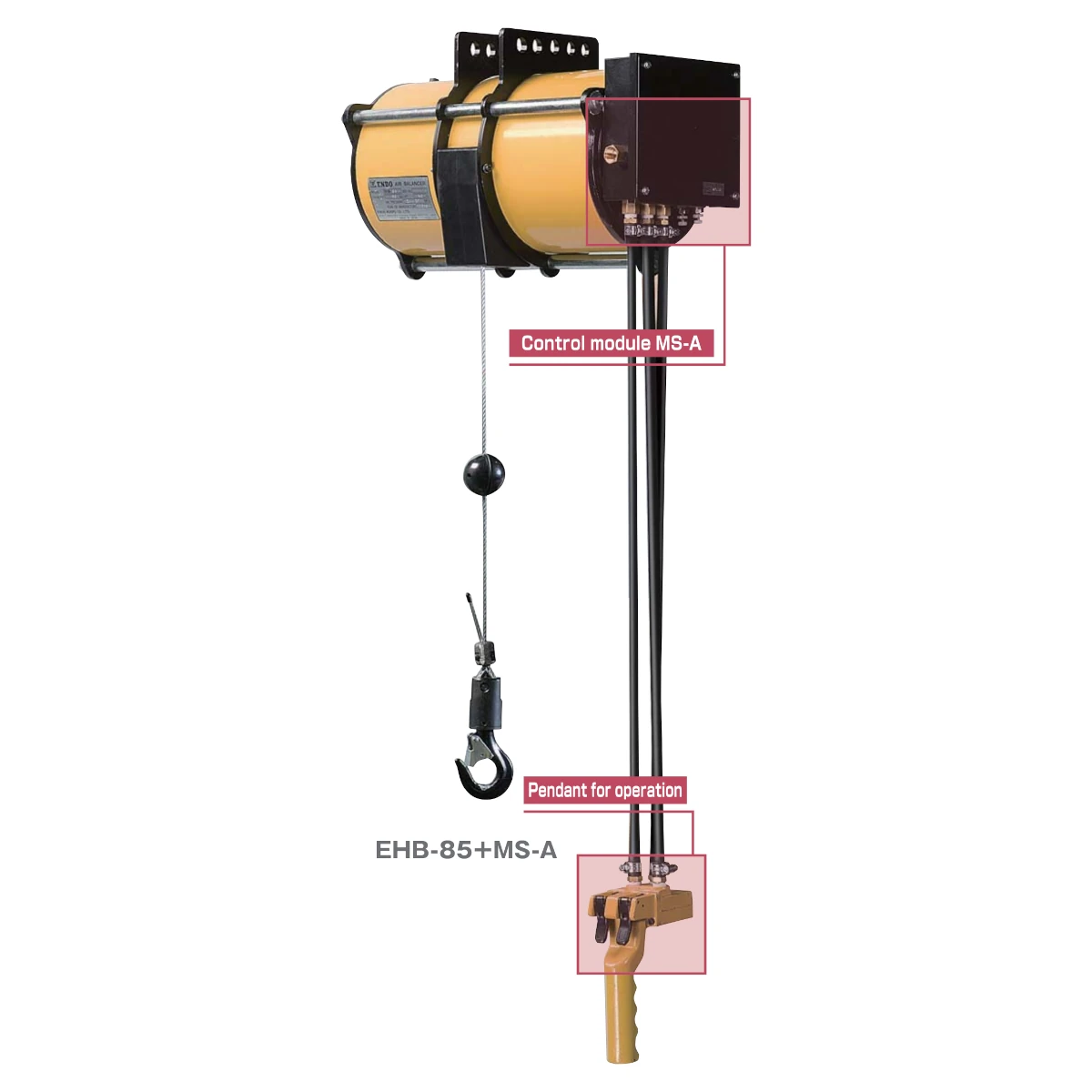 ENDO EHB pneumatisk ATEX-balancer med arbejdsområde på 32-270 kg