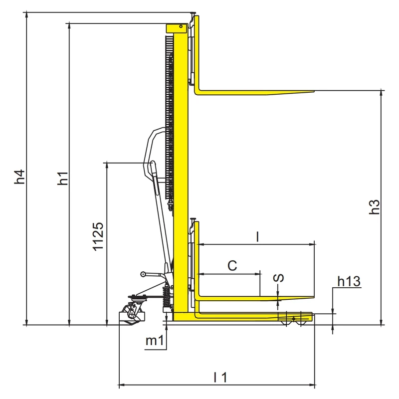 Manuel stabler med justerbare gafler (RVV-PV), 1000-1500 kg – produktbillede 3